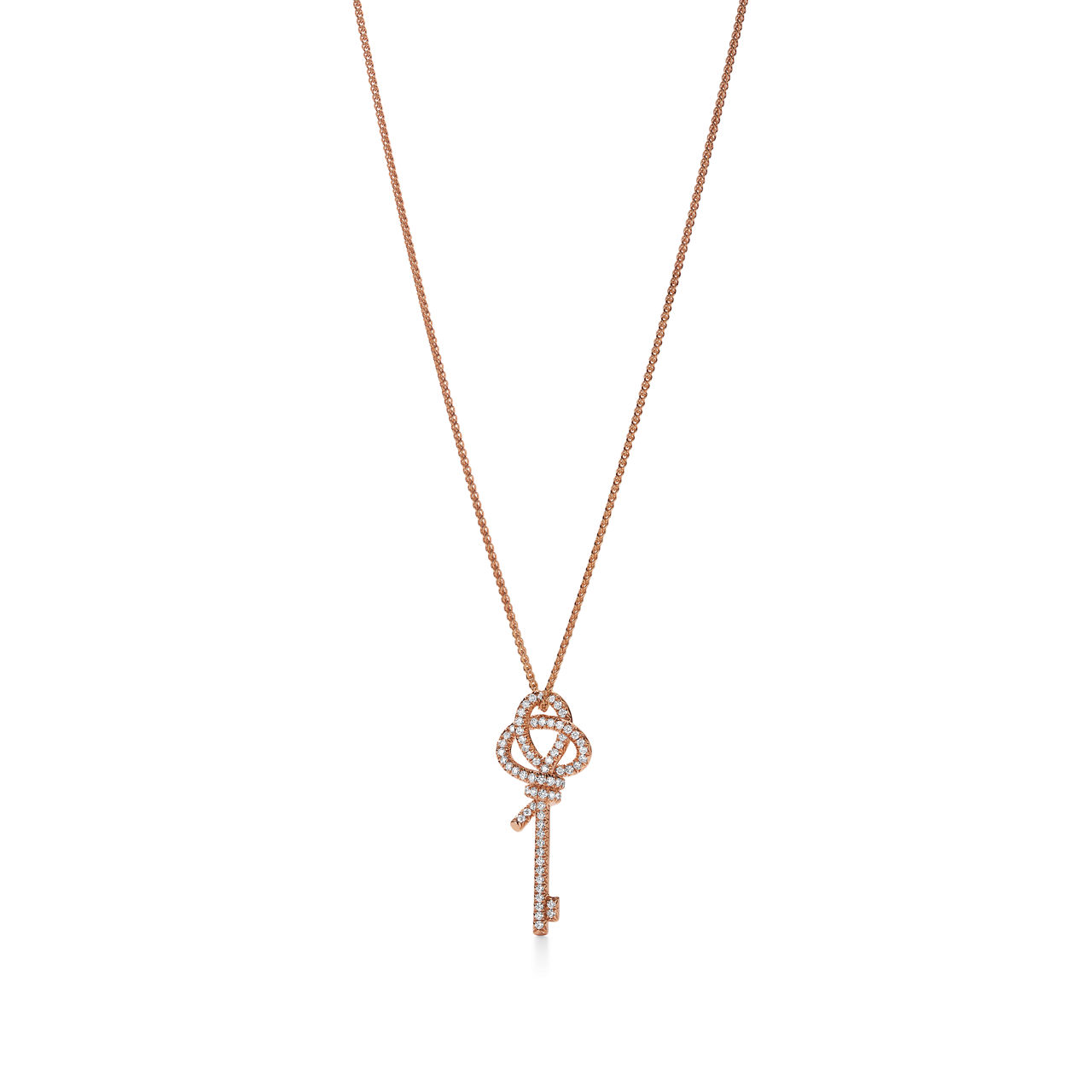 Large Key Pendant in Rose Gold with Diamonds