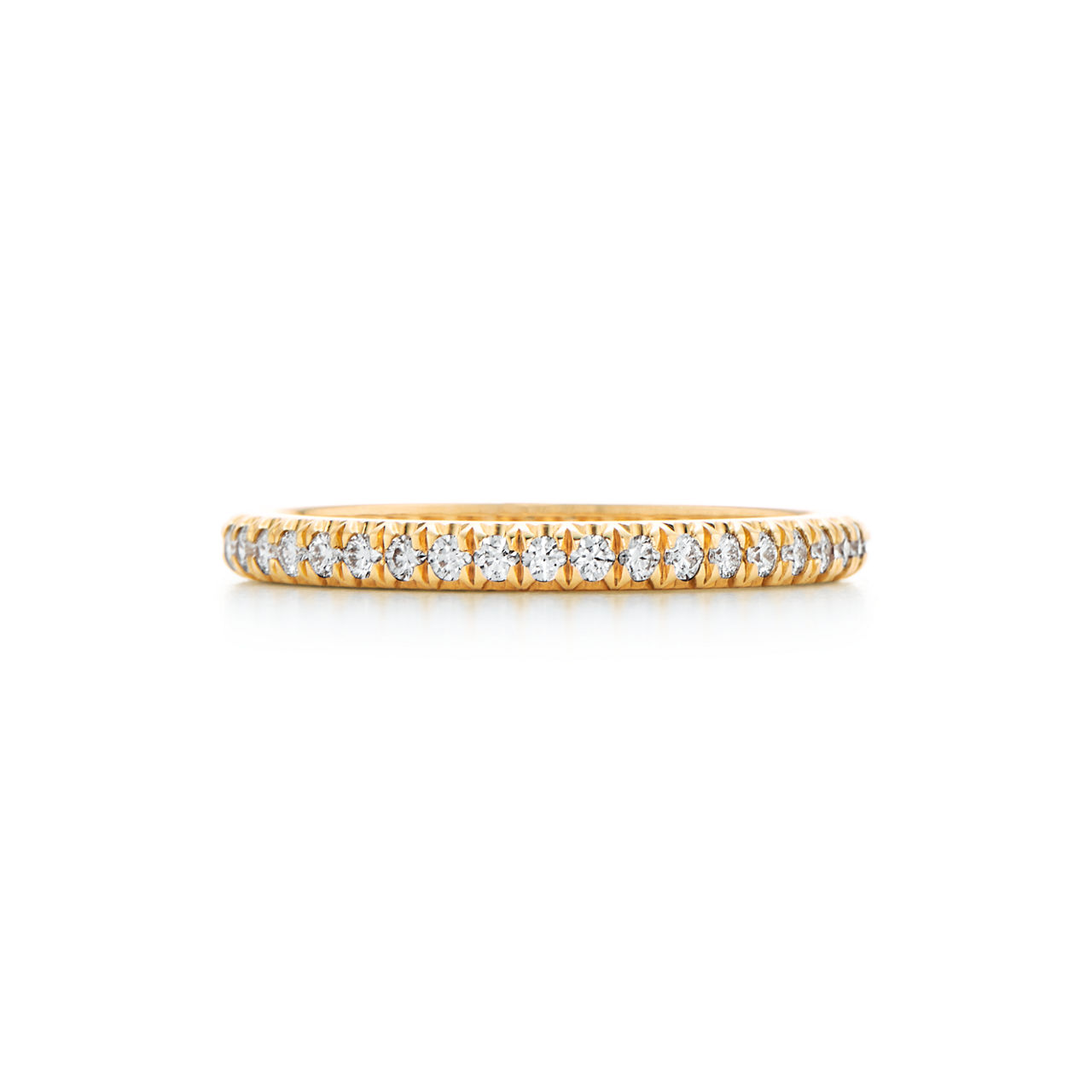 Half Eternity Ring in Yellow Gold with Diamonds, 2 mm Wide