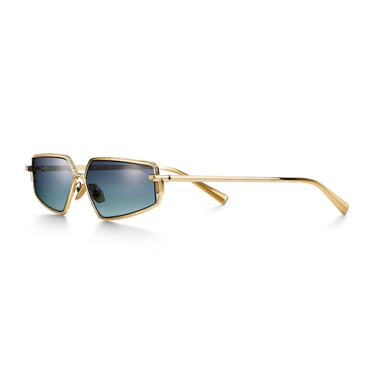 Sunglasses in Gold-plated Metal with Azure Grey Gradient Lenses