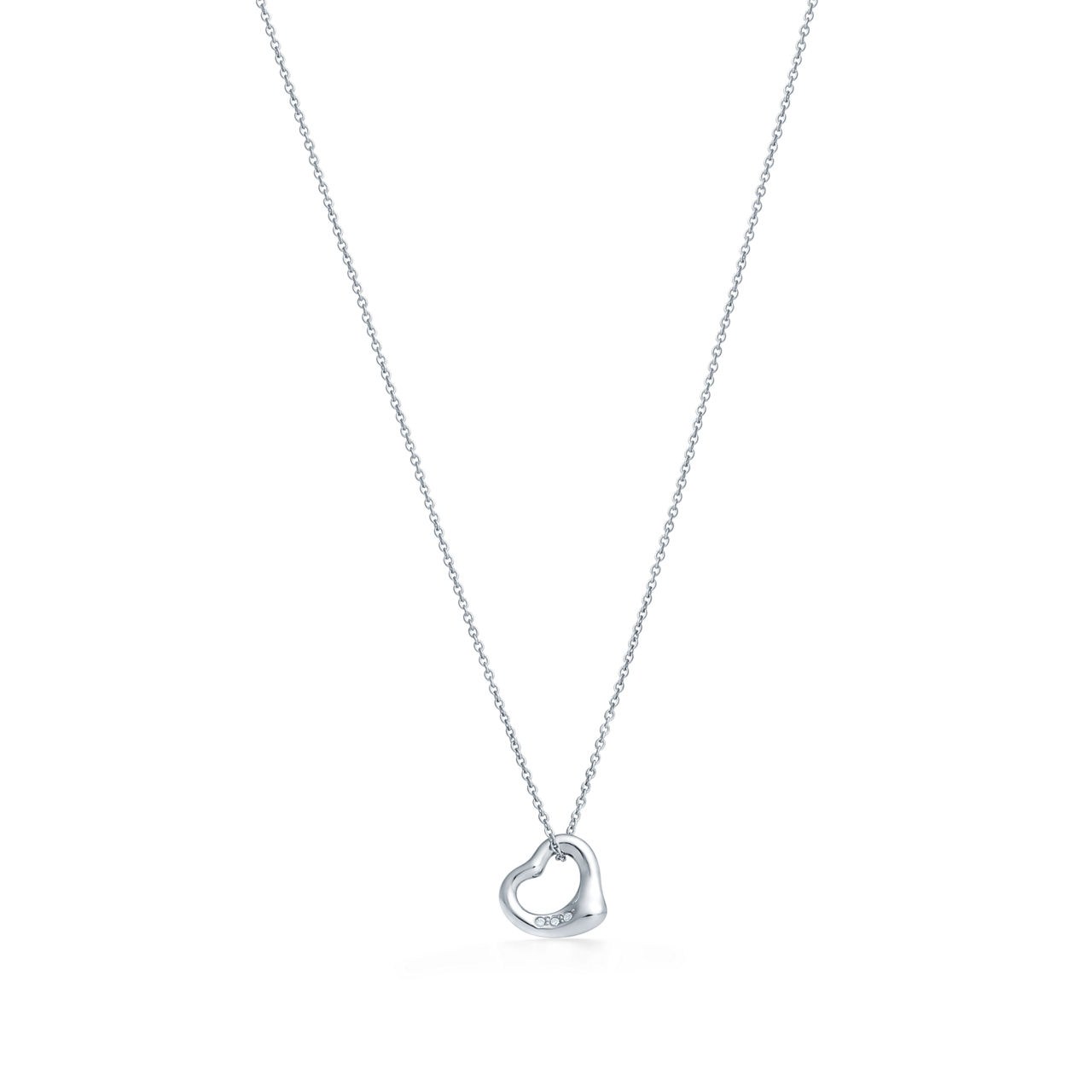 Open Heart Pendant in Platinum with Diamonds 