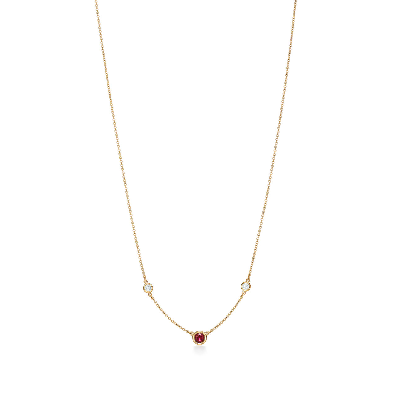 Color by the Yard Necklace in Gold with a Ruby and Diamonds