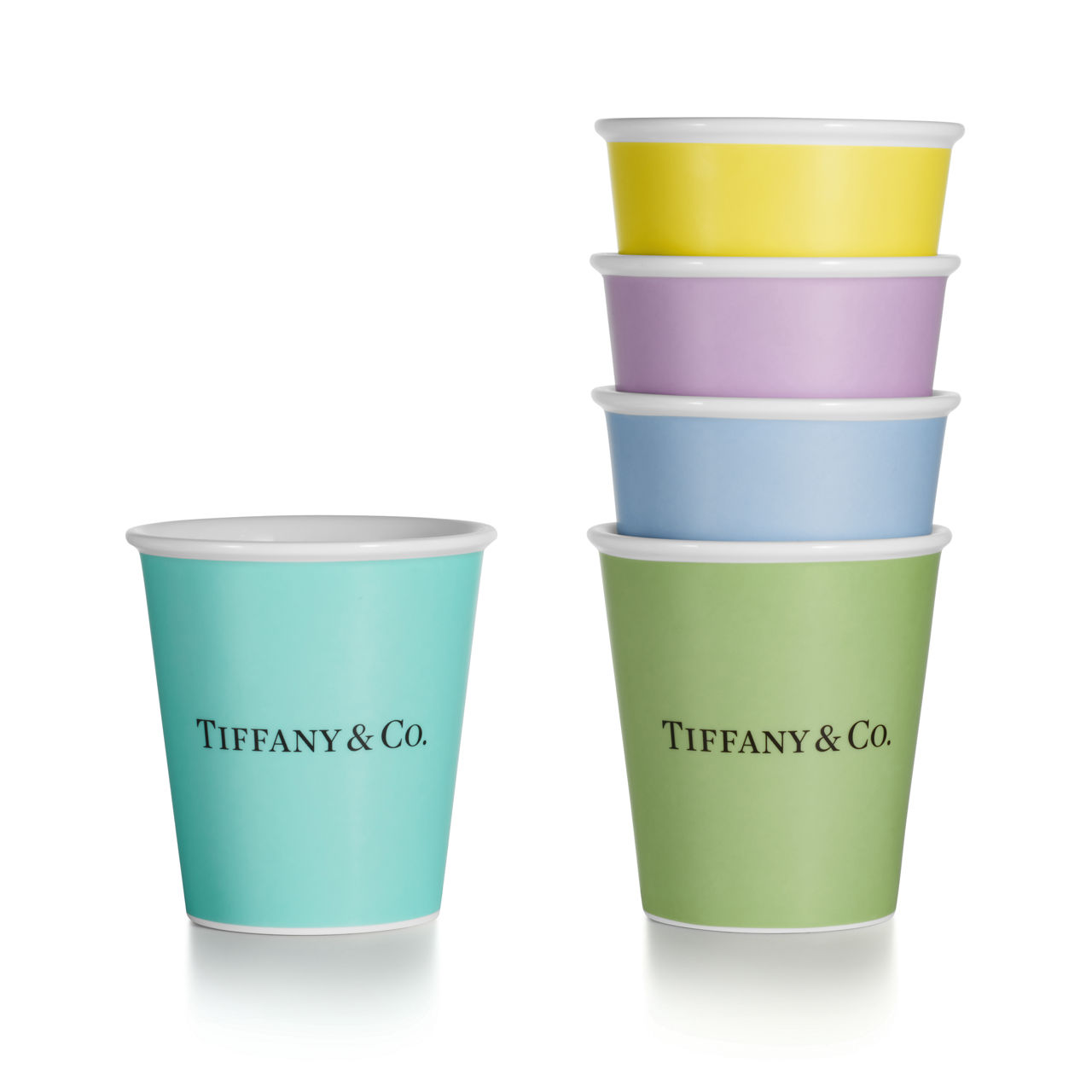 Anjeya Coffee Cups in Bone China, Set of Five