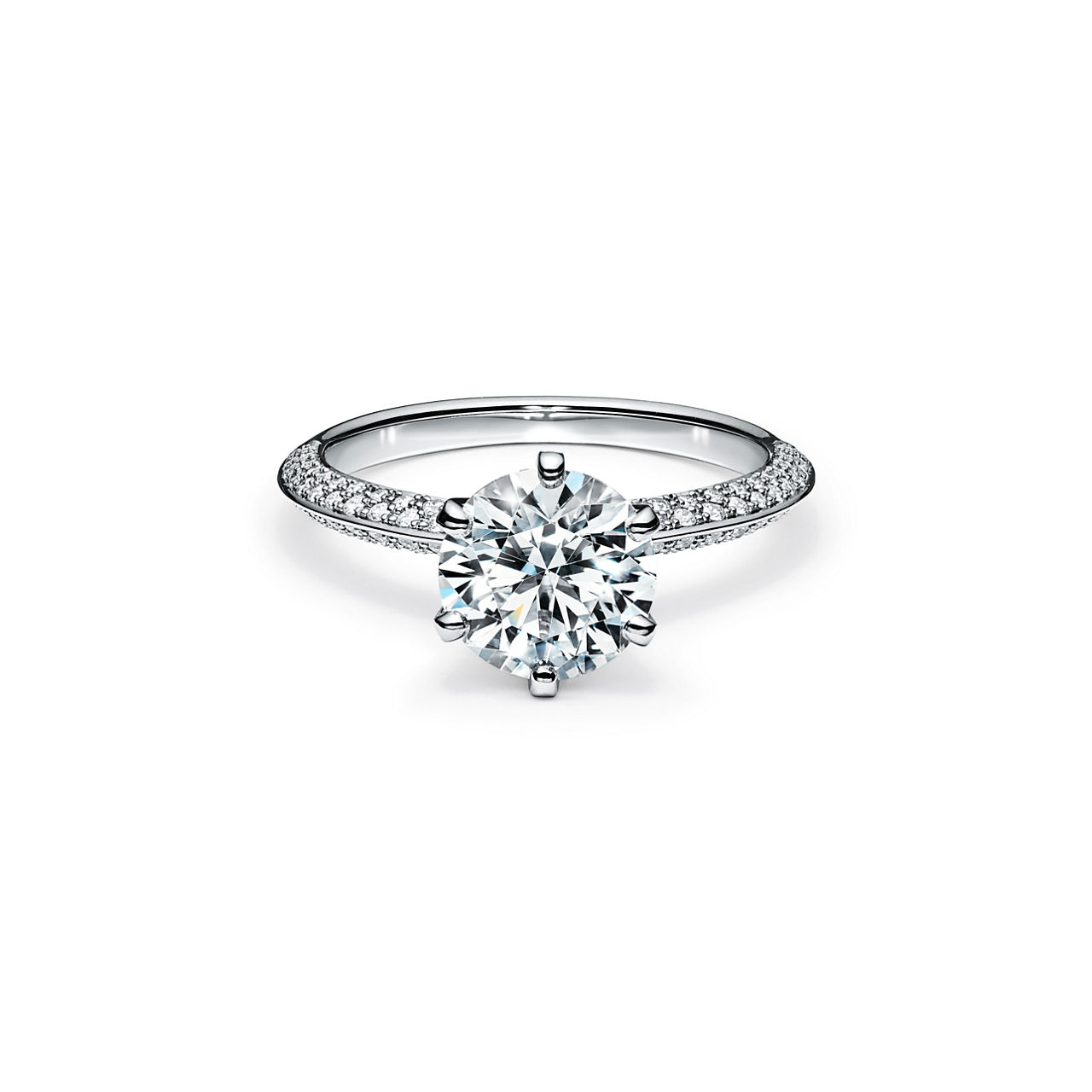Engagement Ring with a Pav&eacute; Diamond Band in Platinum