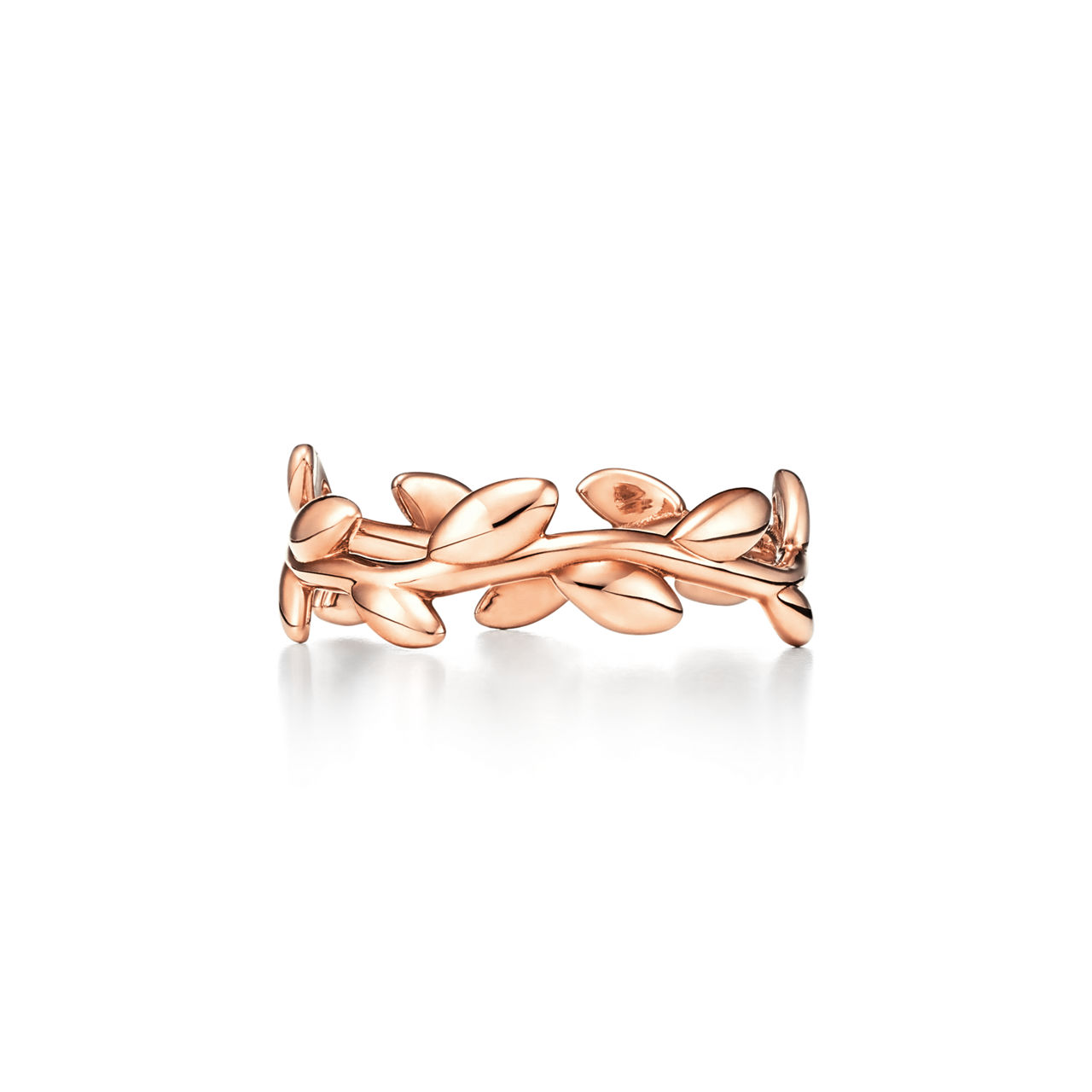 Olive Leaf Band Ring in Rose Gold, Narrow