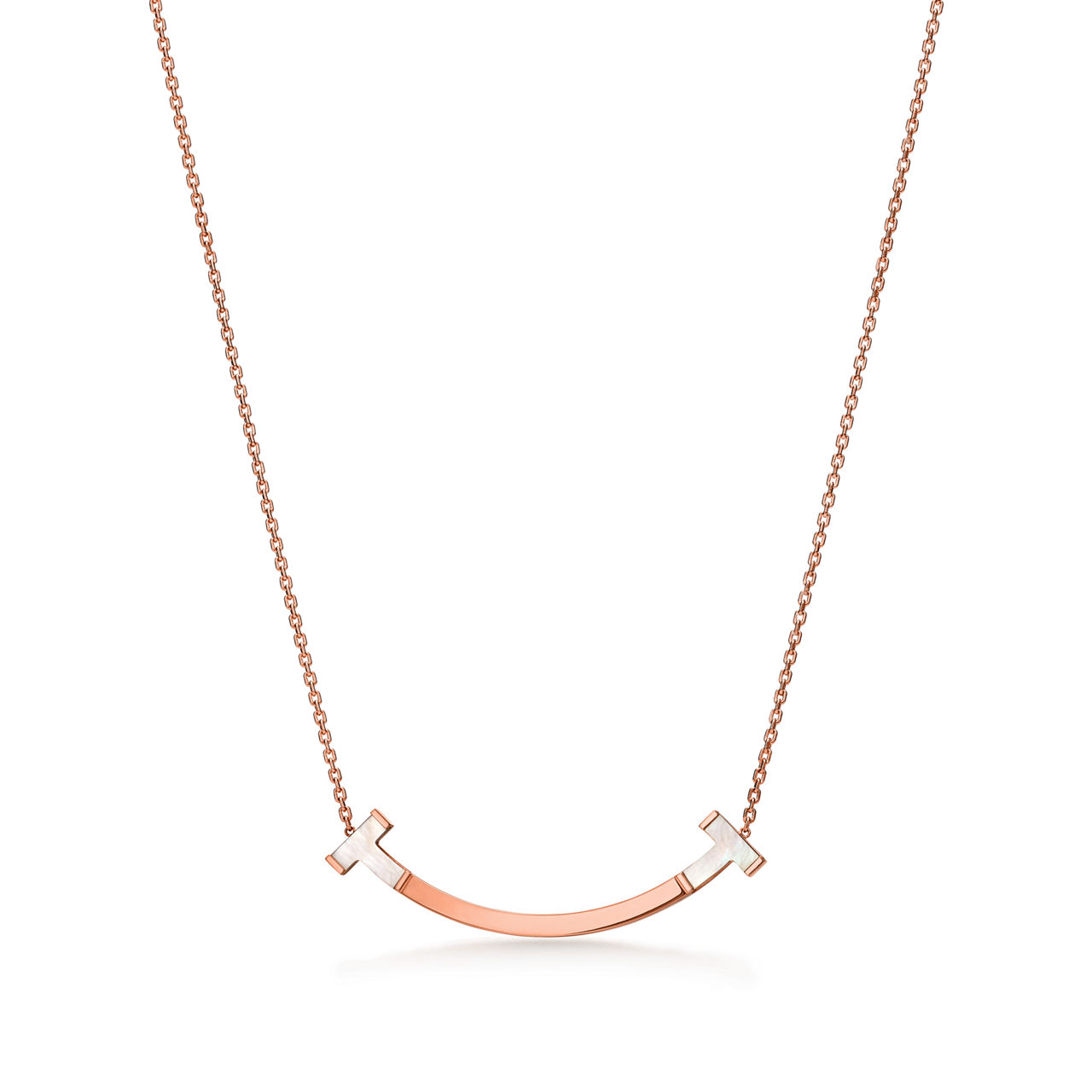 Smile Medium Pendant in Rose Gold with White Mother-of-pearl