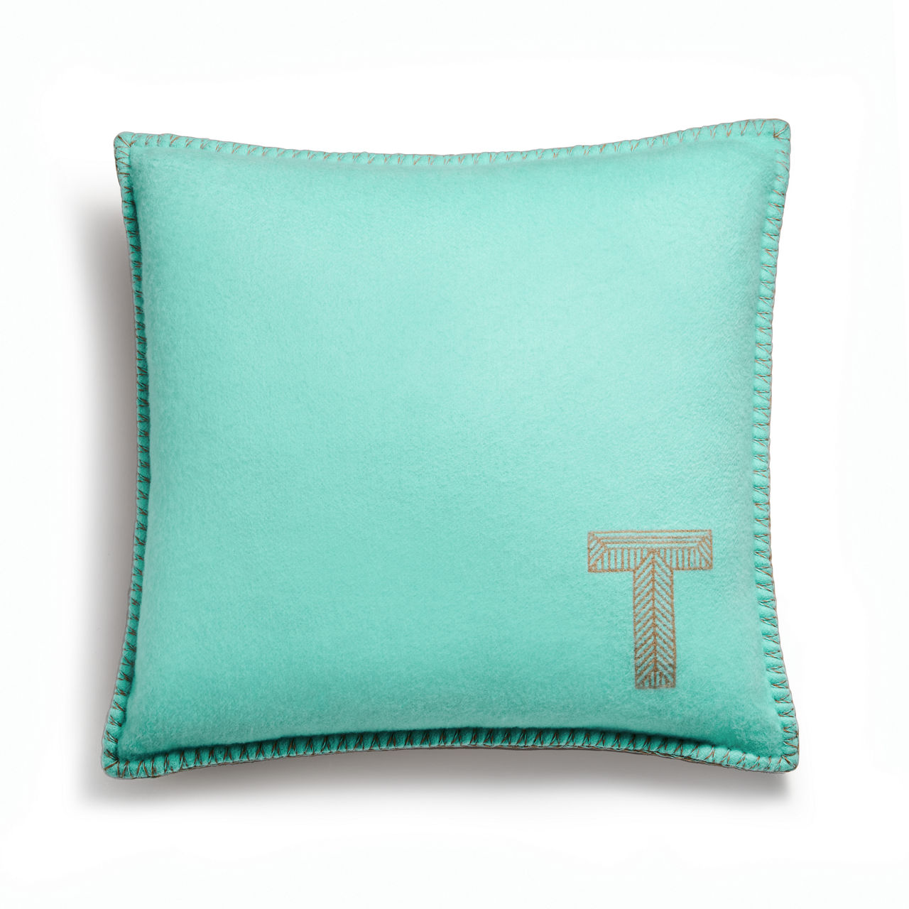 Cushion in Anjeya Blue&reg; and Camel Brown Cashmere and Wool