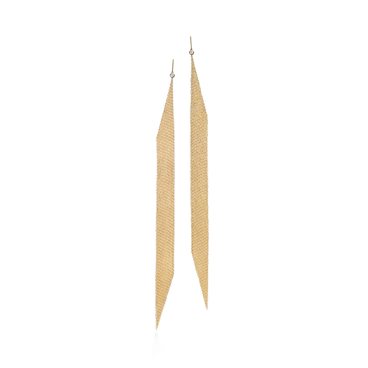 Mesh Earrings in Yellow Gold with Diamonds