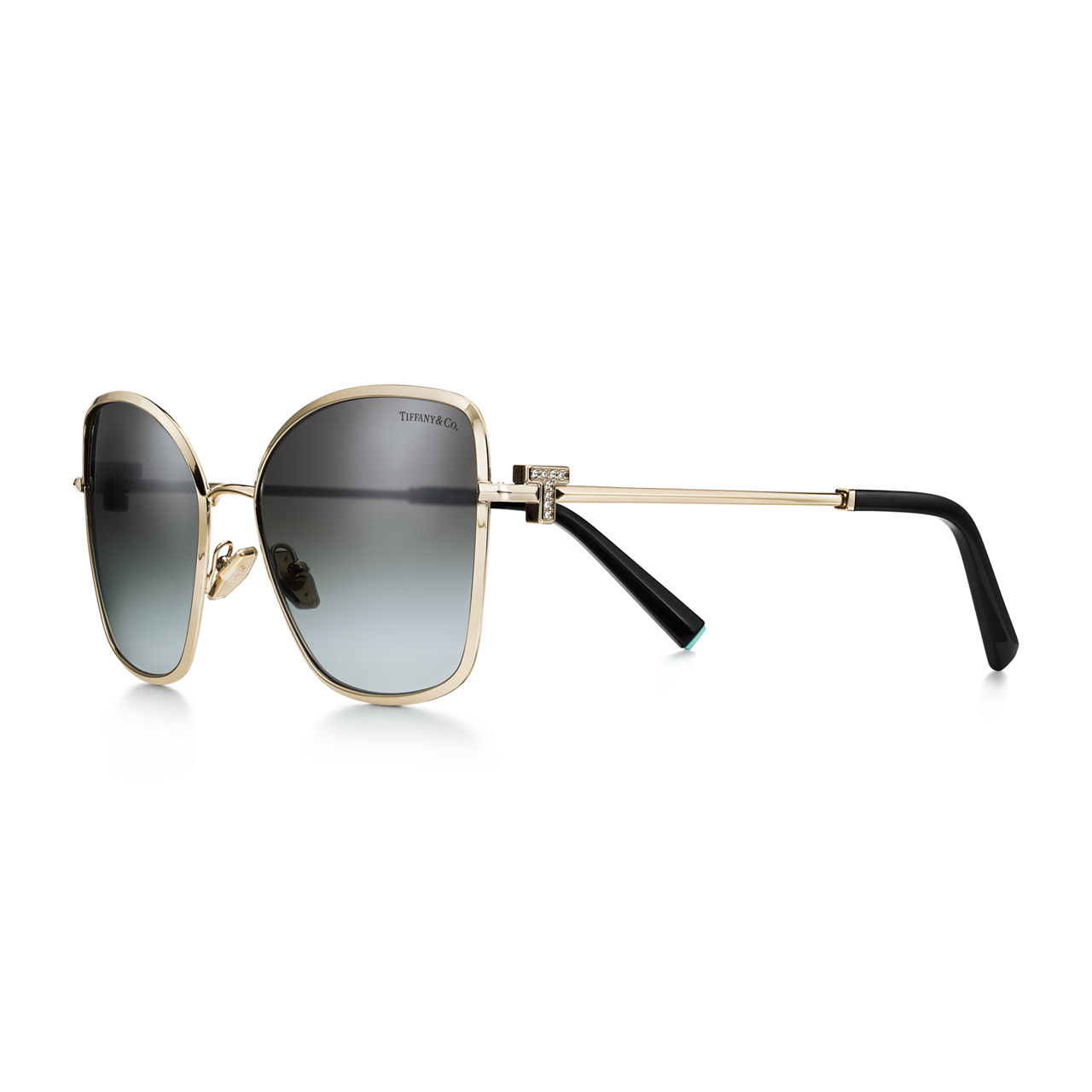 Sunglasses in Pale gold-coloured Metal with Grey Gradient Lenses