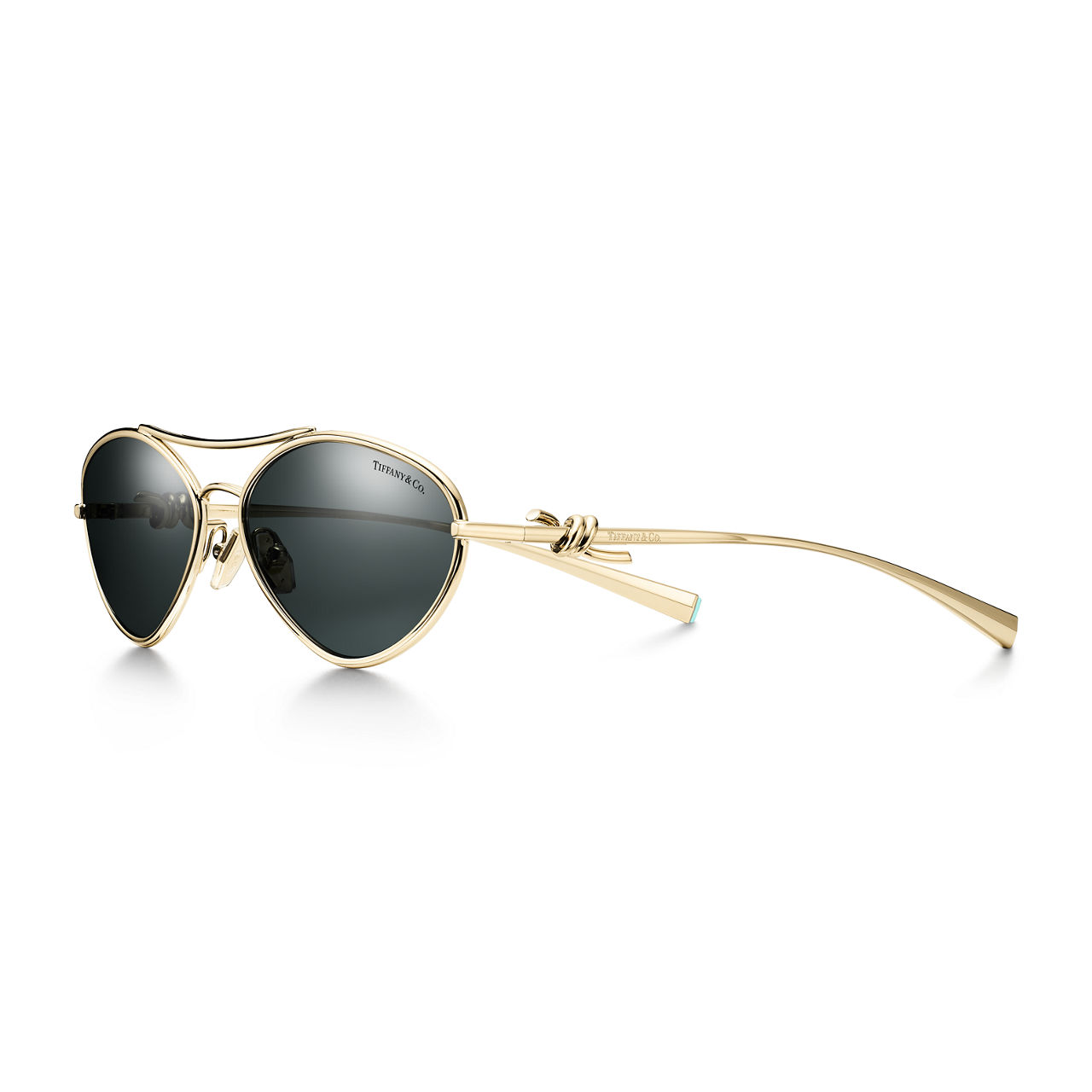 Sunglasses in Pale Gold-coloured Metal with Dark Grey Lenses