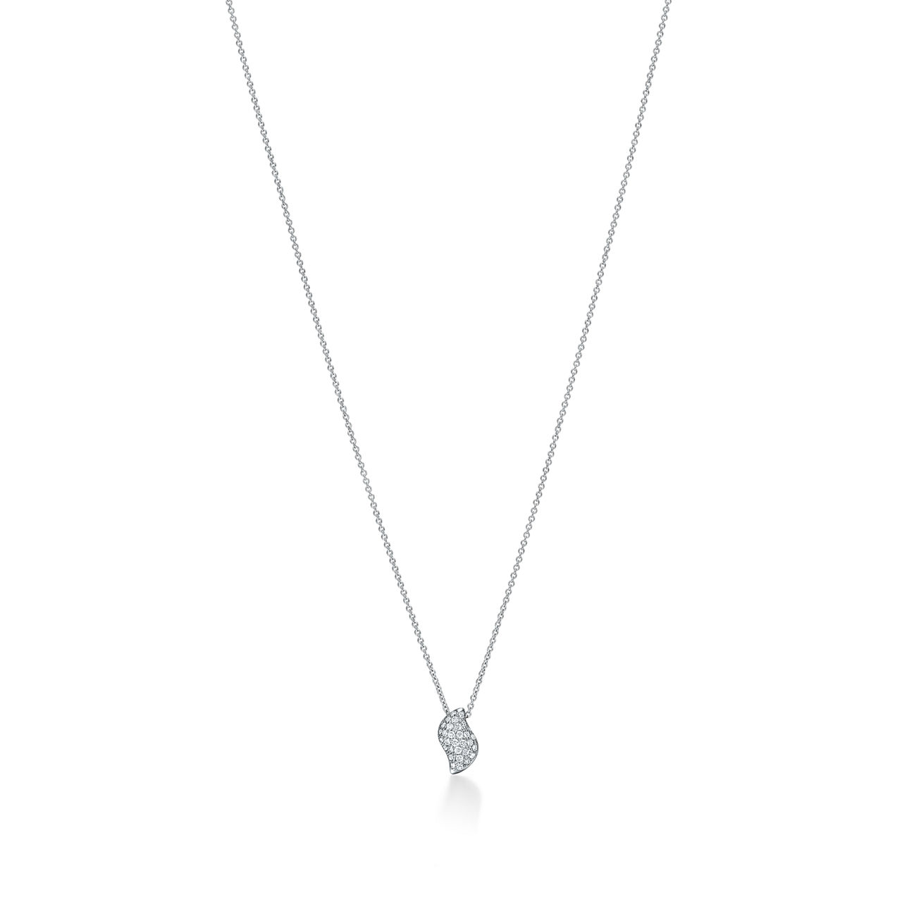 Mini Feather Pendant in Platinum with Pav&eacute; Diamonds
