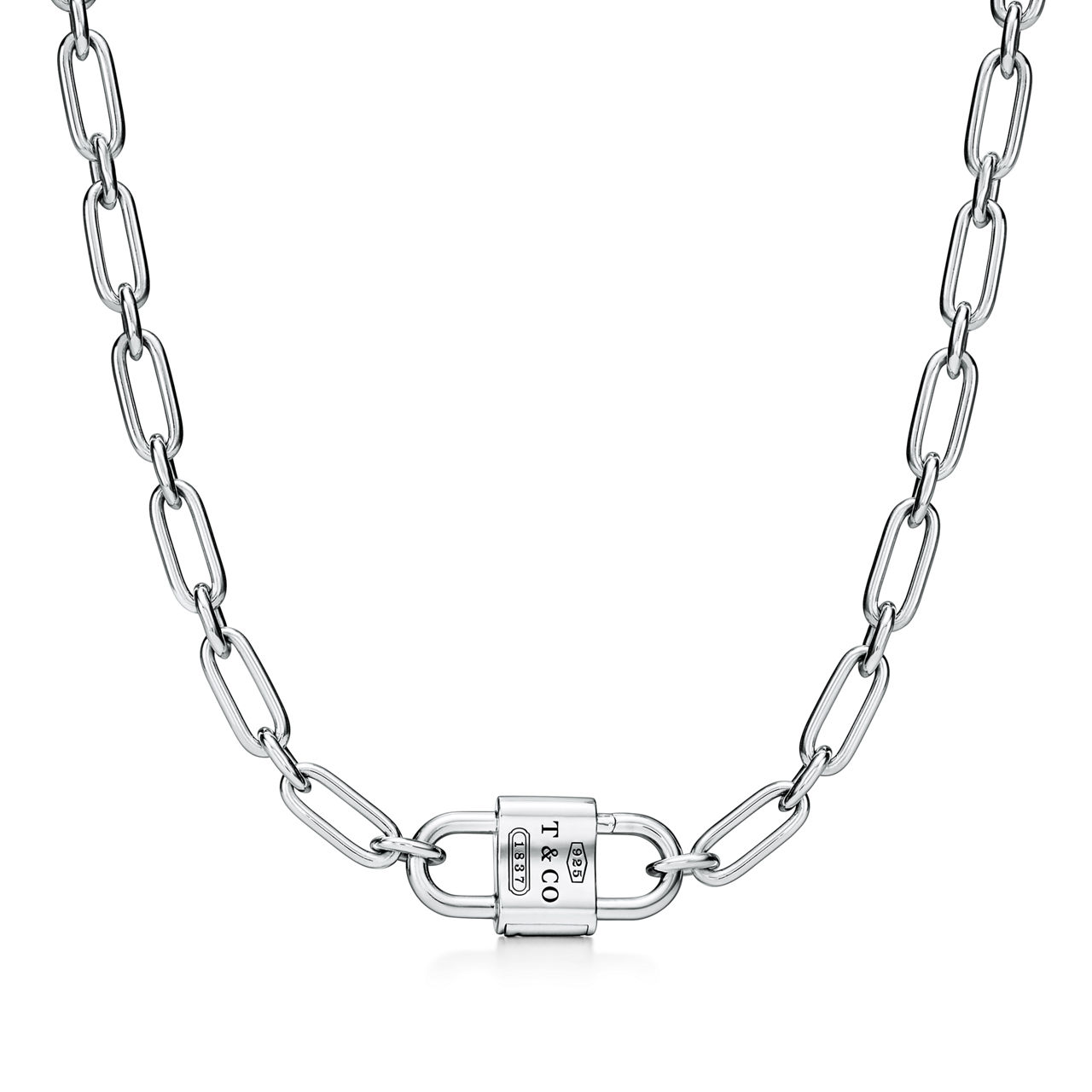Medium Double Lock Necklace in Sterling Silver