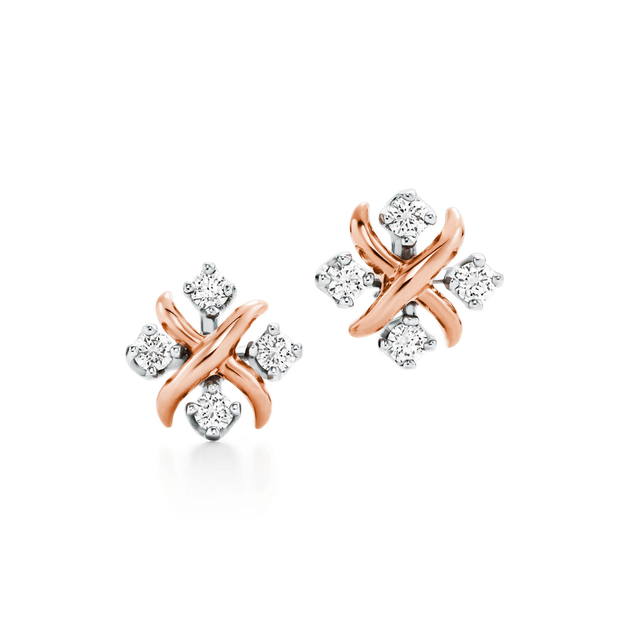 Earrings in Rose Gold and Platinum with Diamonds