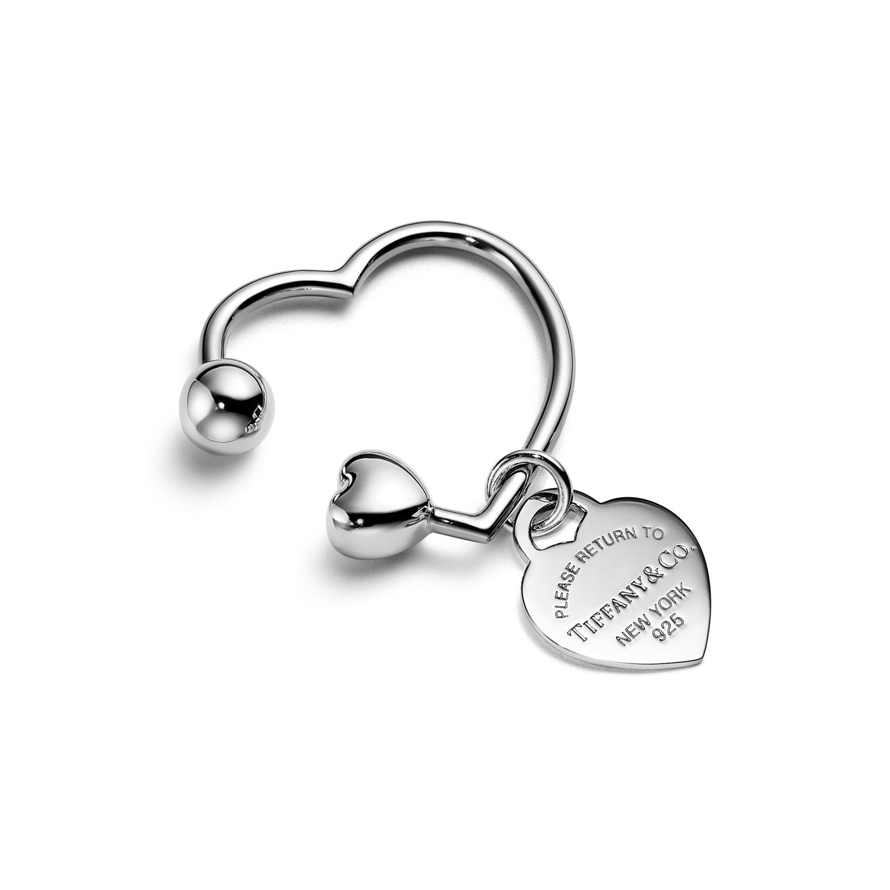 Heart Tag Screwball Keyring in Sterling Silver