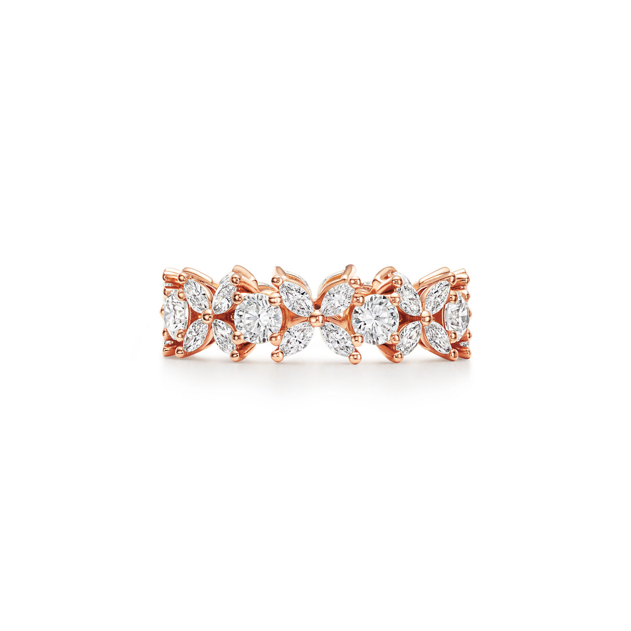 Alternating Diamond Band Ring in 18k Rose Gold