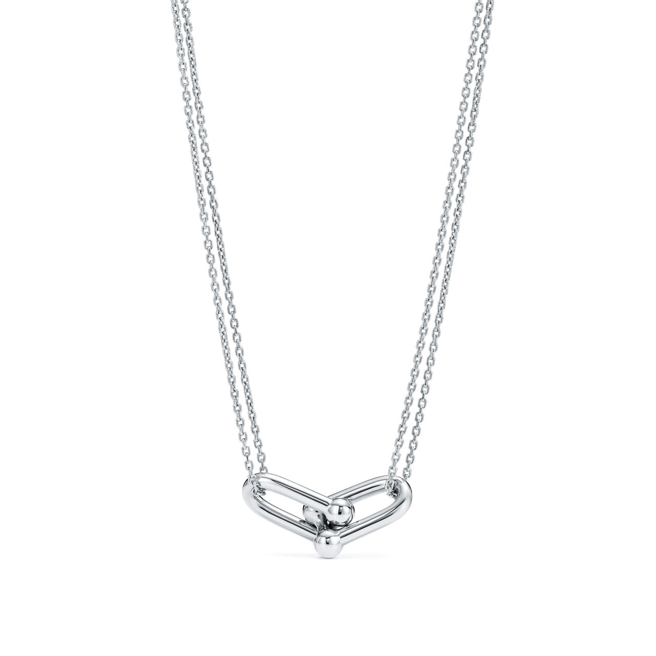 Large Double Link Pendant in Sterling Silver