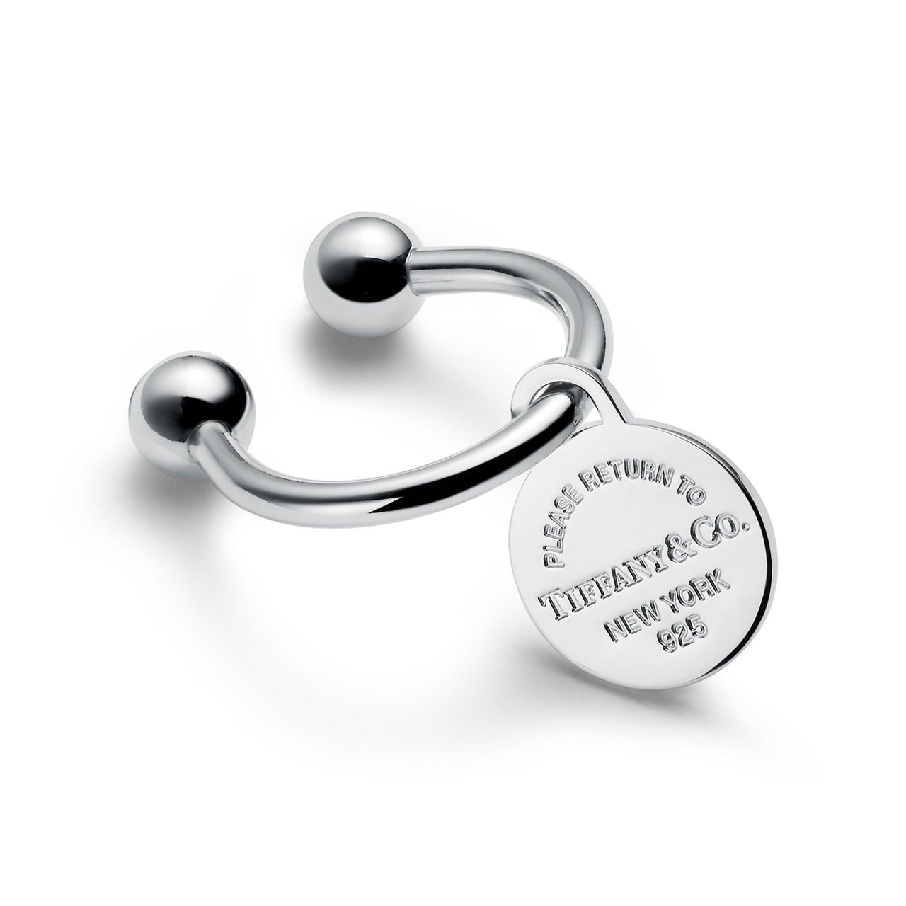 Round Tag Screwball Keyring in Sterling Silver