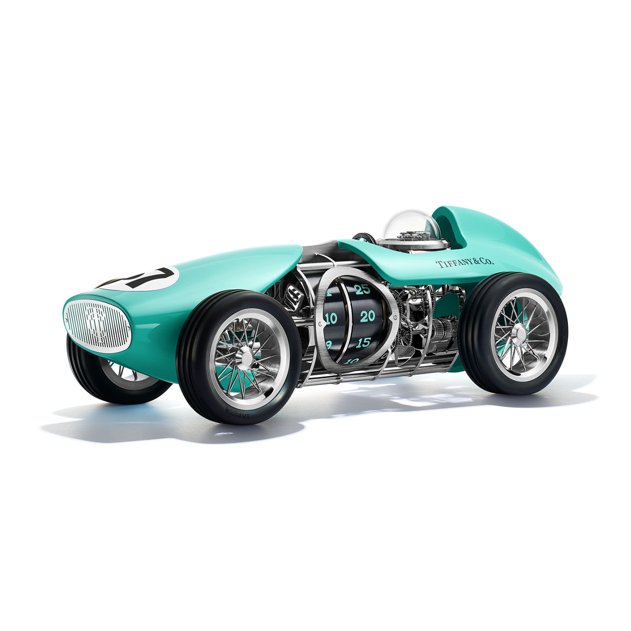 Race Car Clock in Aluminum with Anjeya Blue&reg; Paint