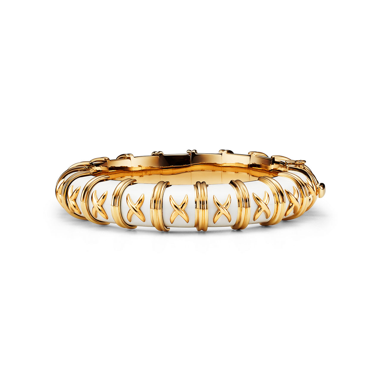 Bracelet in Yellow Gold with White Enamel