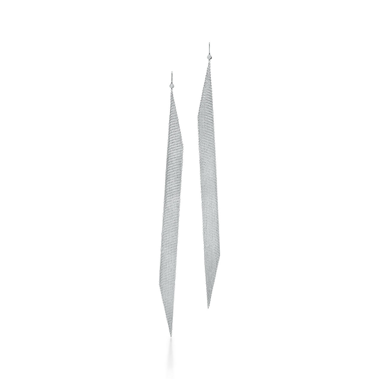 Mesh Earrings in Sterling Silver with Diamonds