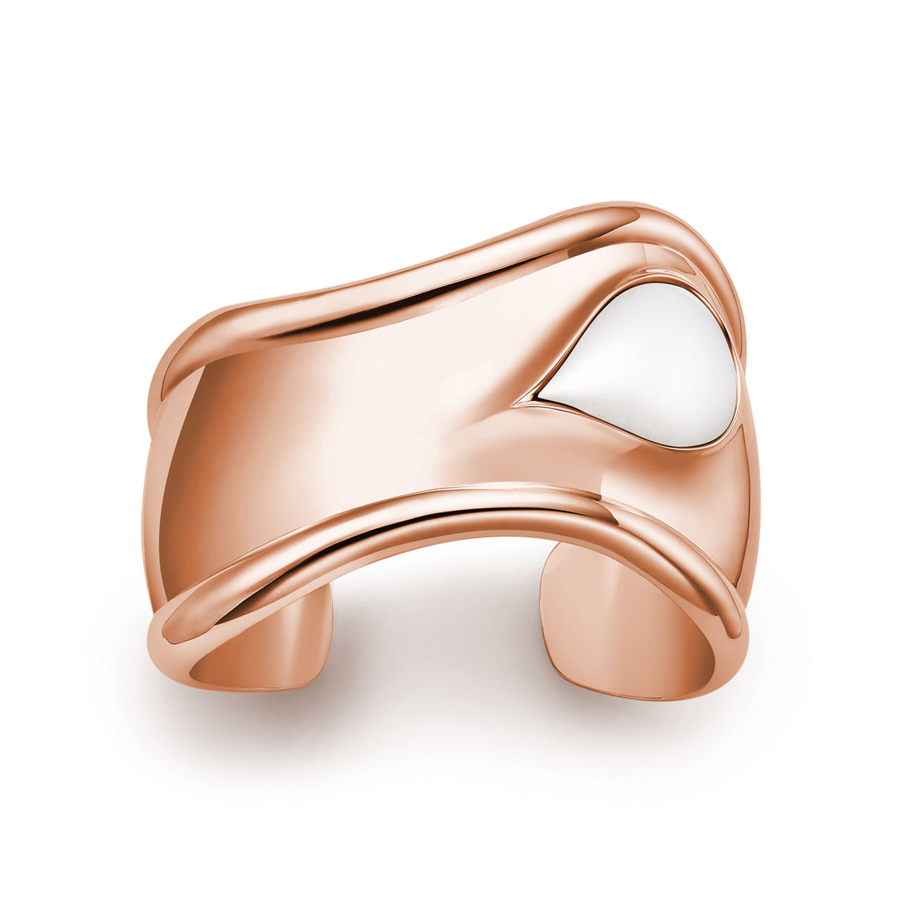Small Bone Cuff in Rose Gold with White Nephrite Jade