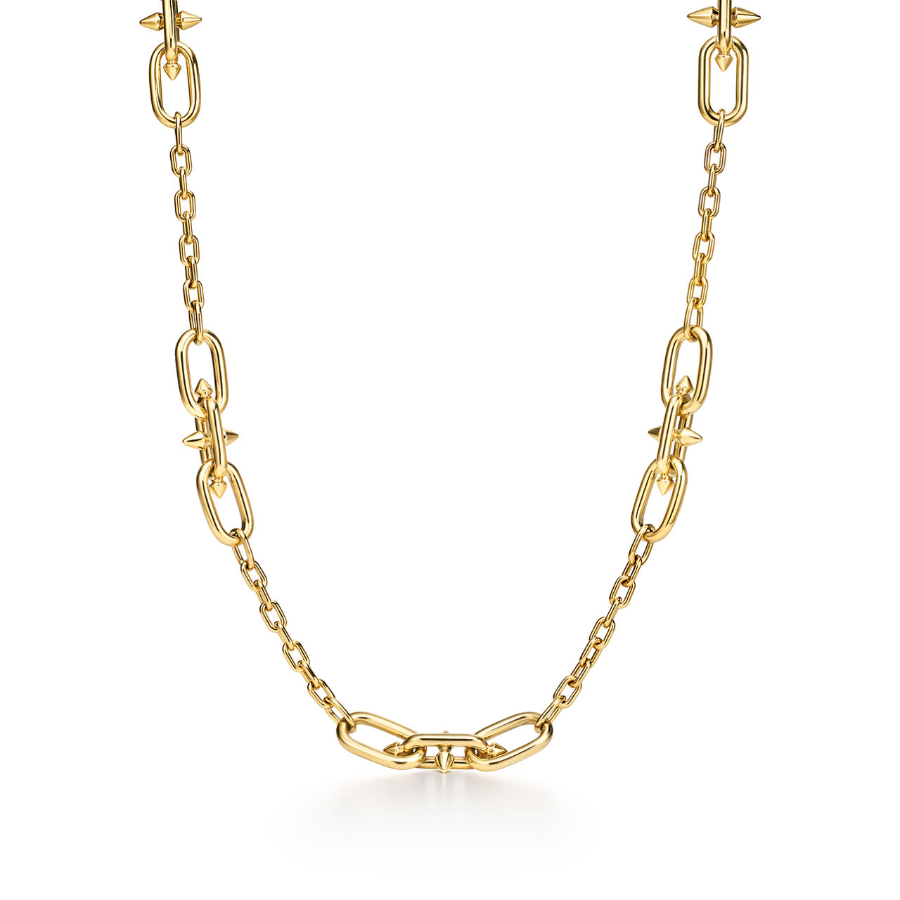 Medium Link Station Necklace in Gold