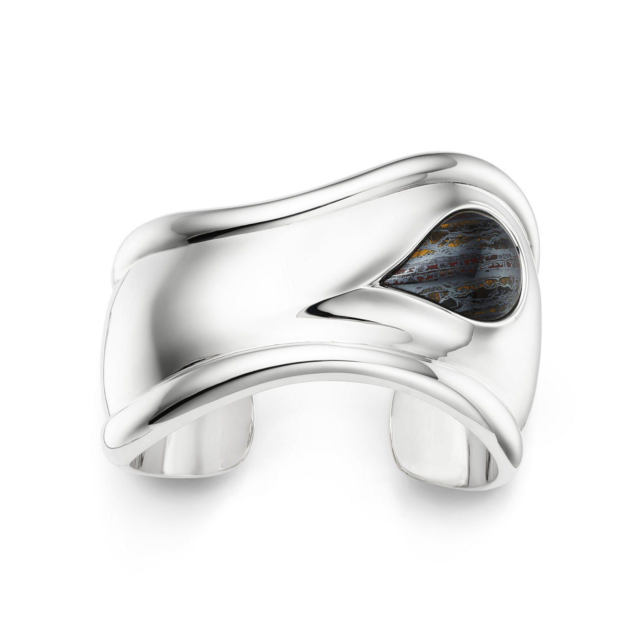Small Bone Cuff in Silver with Tiger Iron
