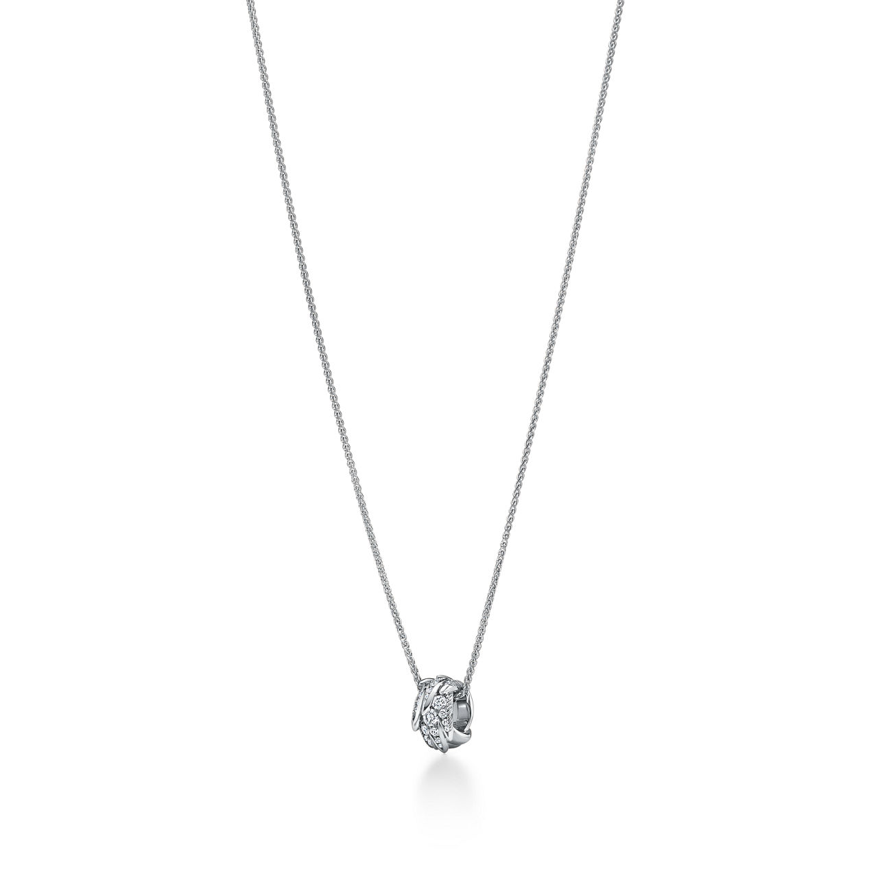 Wings Rolo Pendant in Platinum with Diamonds