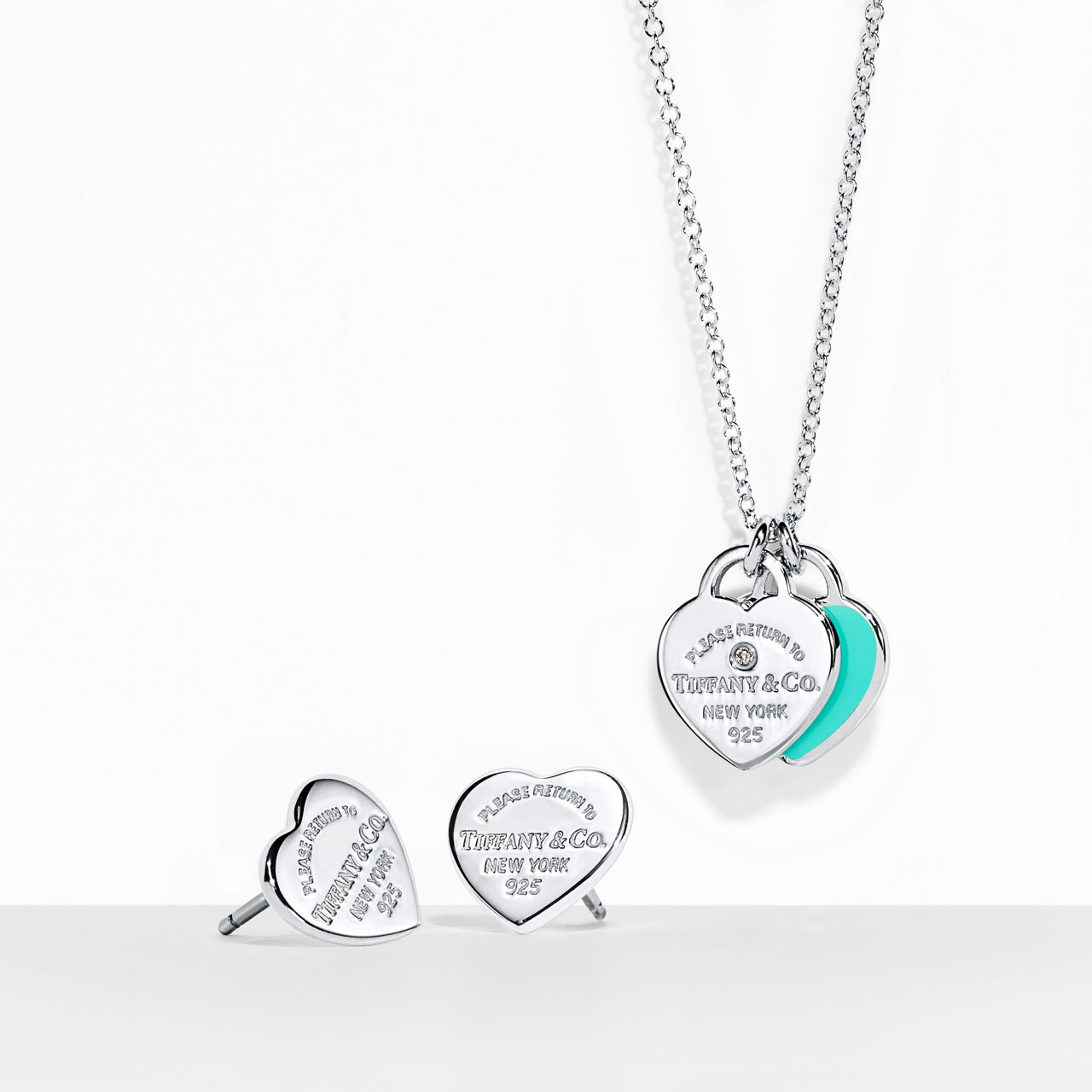 Mini Heart Pendant and Earrings Set in Sterling Silver