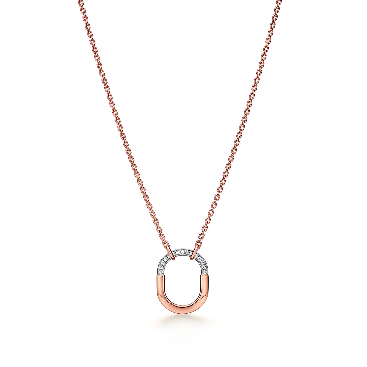 Small Pendant in Rose Gold and Platinum with Diamonds