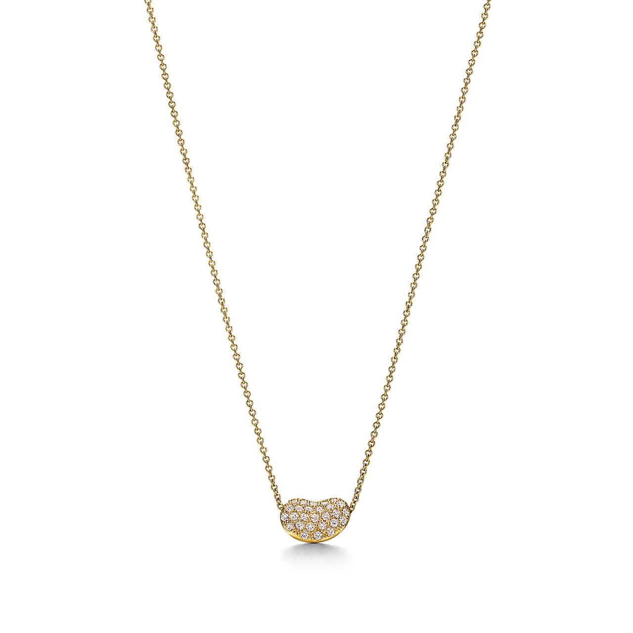 Bean design Pendant in Yellow Gold with Pav&eacute; Diamonds, 12 mm