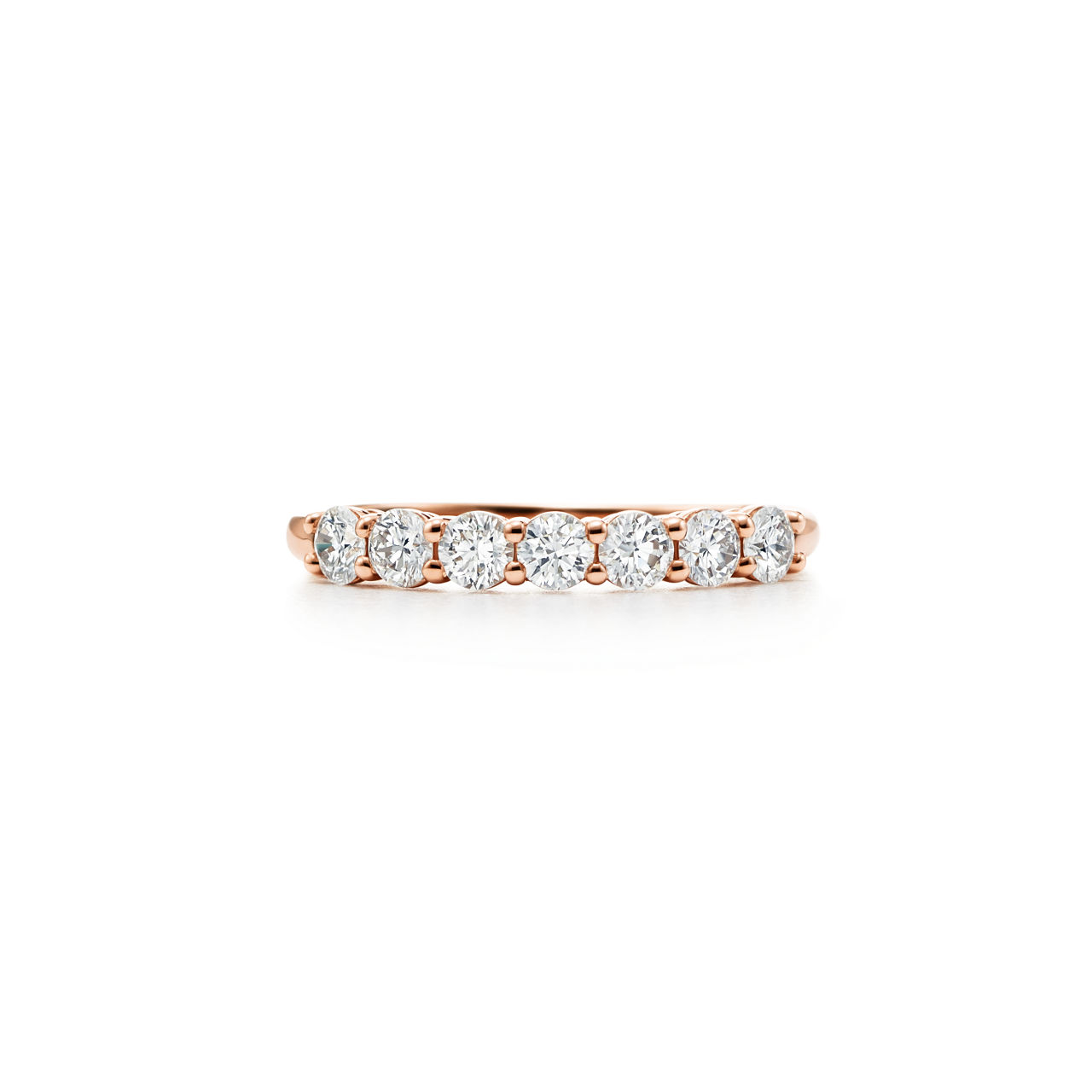 Band Ring in Rose Gold with a Half-circle of Diamonds, 3 mm Wide