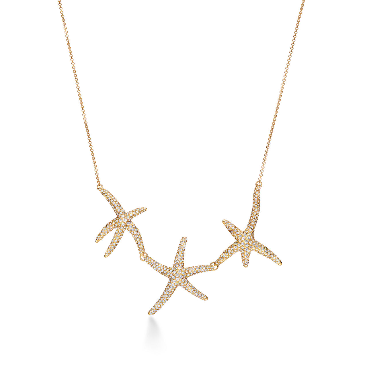Starfish Necklace in Yellow Gold with Pav&eacute; Diamonds