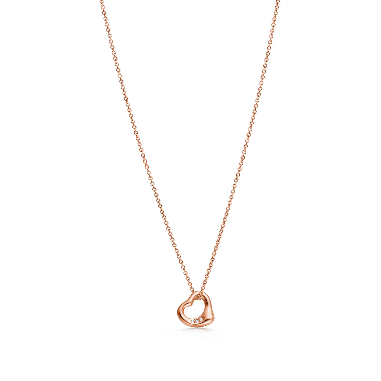 Open Heart Pendant in 18k Rose Gold with Diamonds 