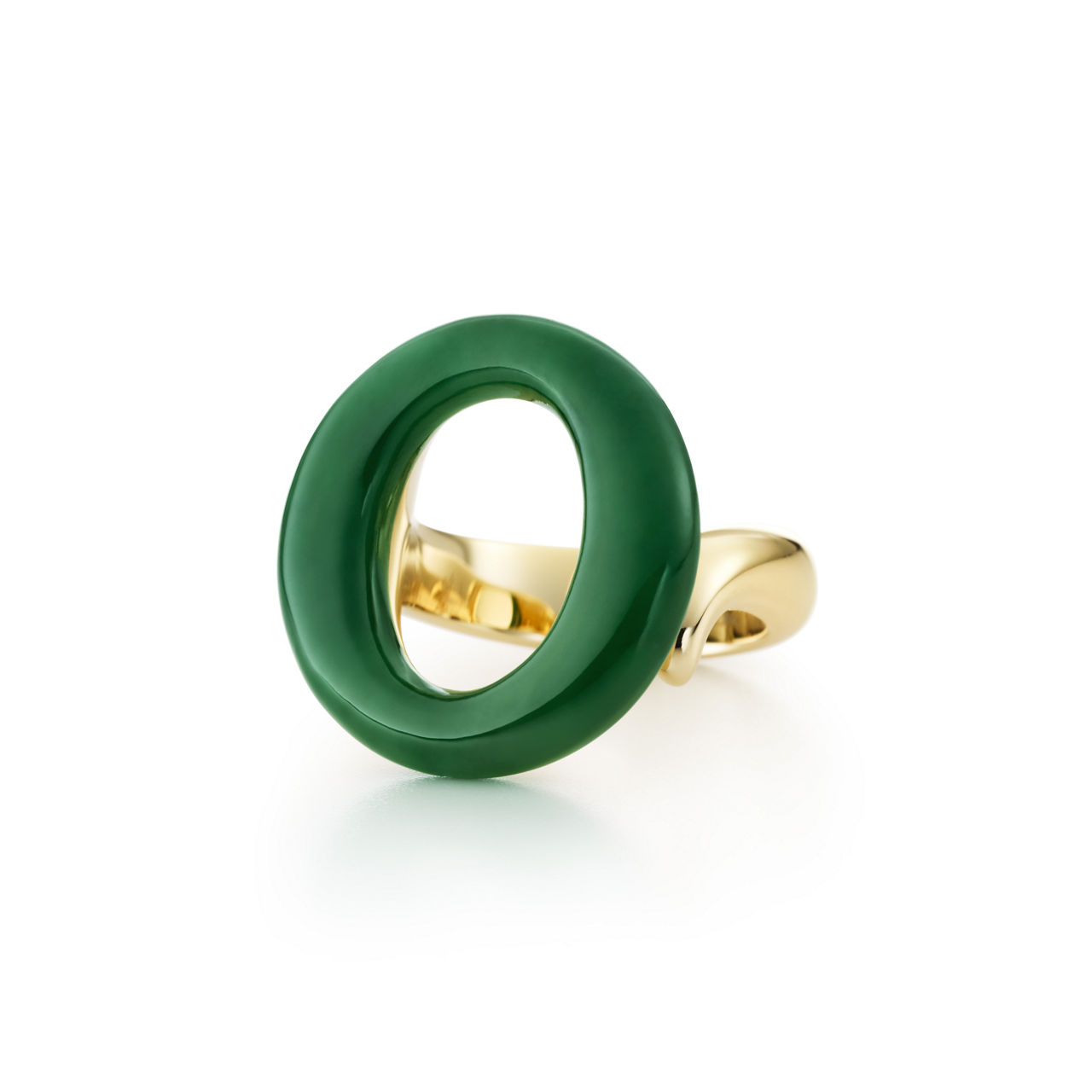 Sevillana Ring in Yellow Gold with Green Nephrite Jade