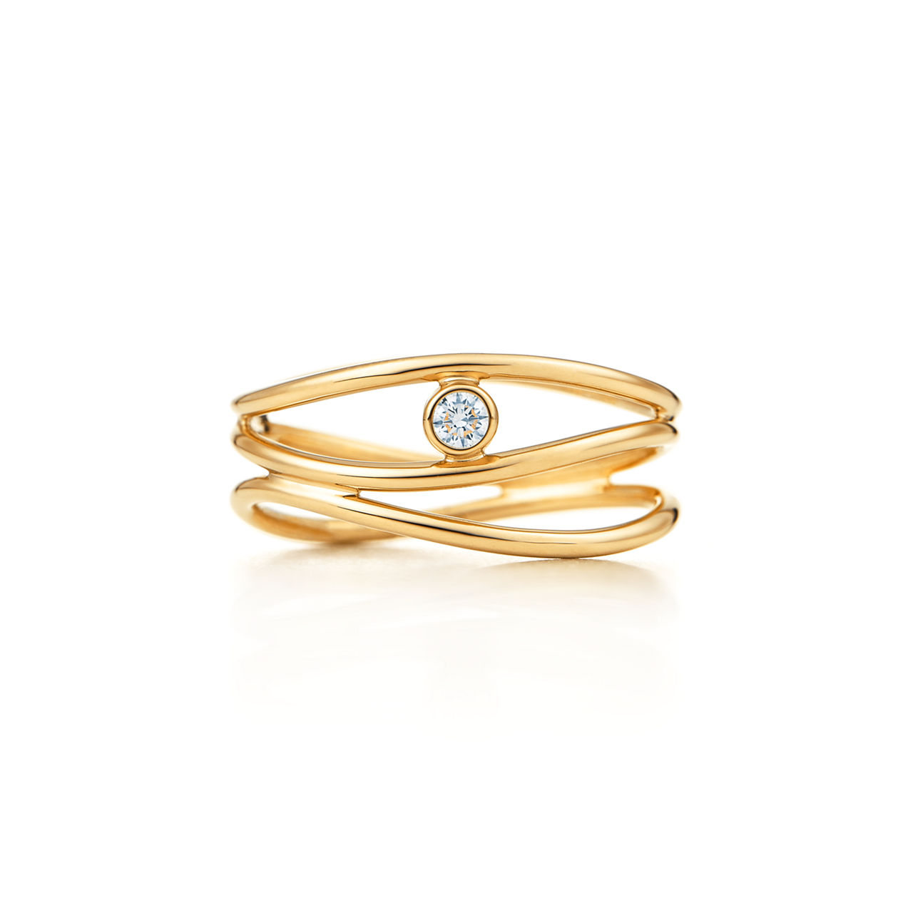 Wave Three-row Diamond Ring 
