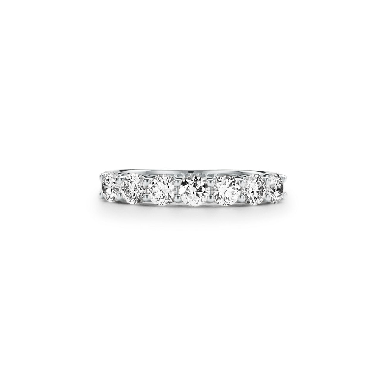 Band Ring in Platinum with a Half-circle of Diamonds, 3.5 mm