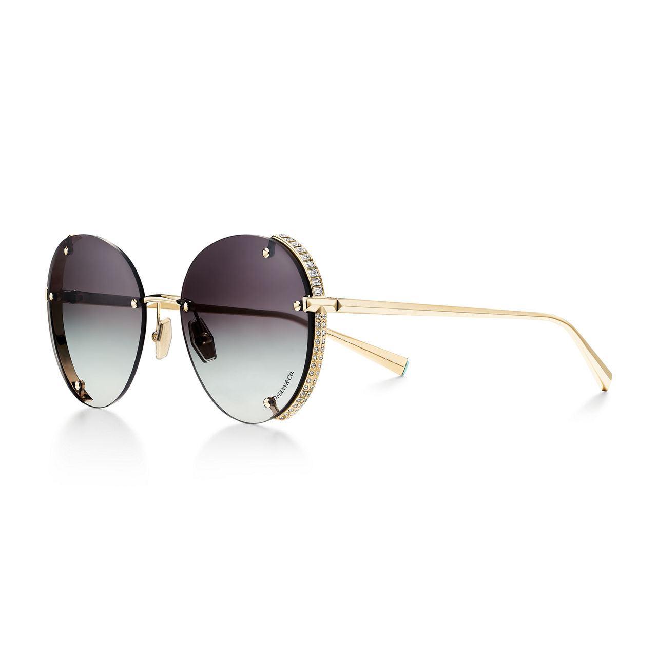 Sunglasses in Gold-plated Metal with Grey Gradient Lenses