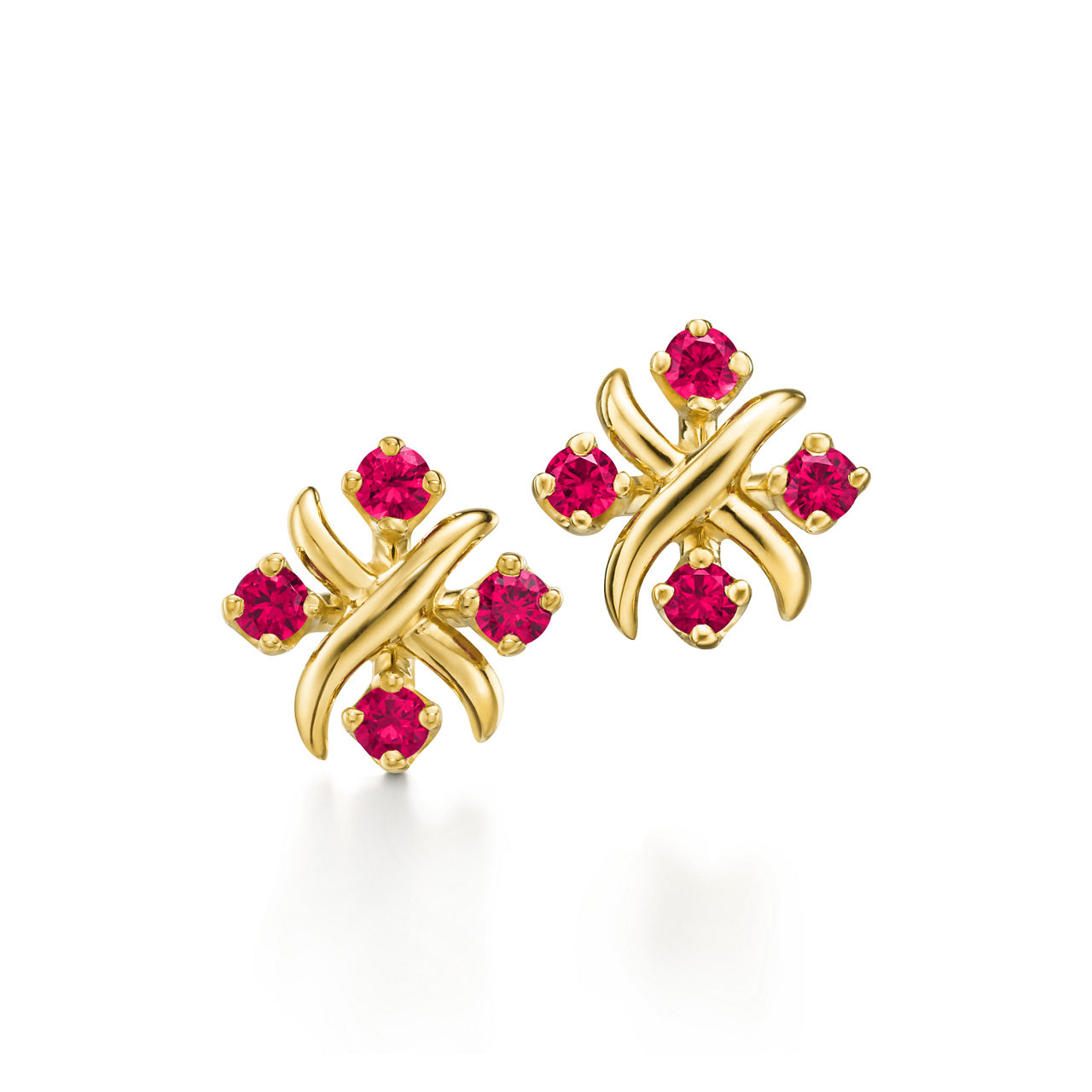 Earrings in Yellow Gold with Rubies