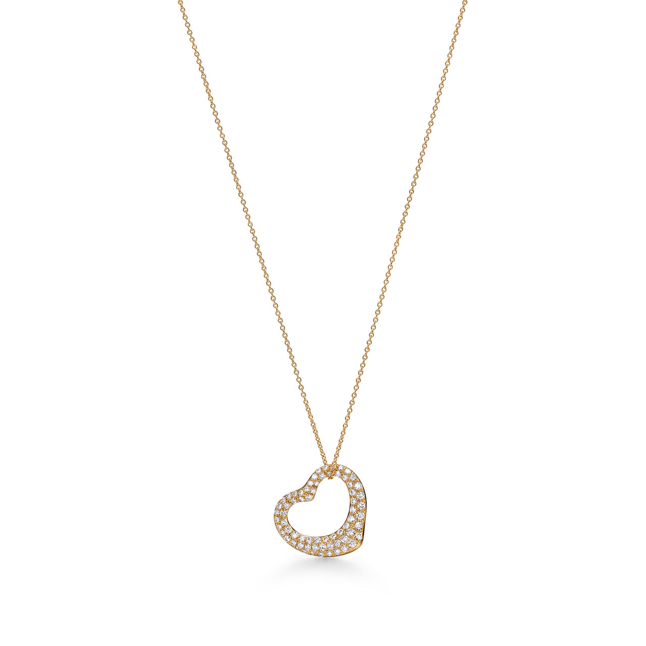 Open Heart Pendant in Yellow Gold with Pav&eacute; Diamonds