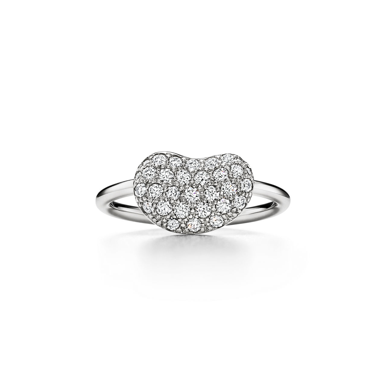 Bean design Wire Ring in Platinum with Pav&eacute; DIamonds, 12 mm