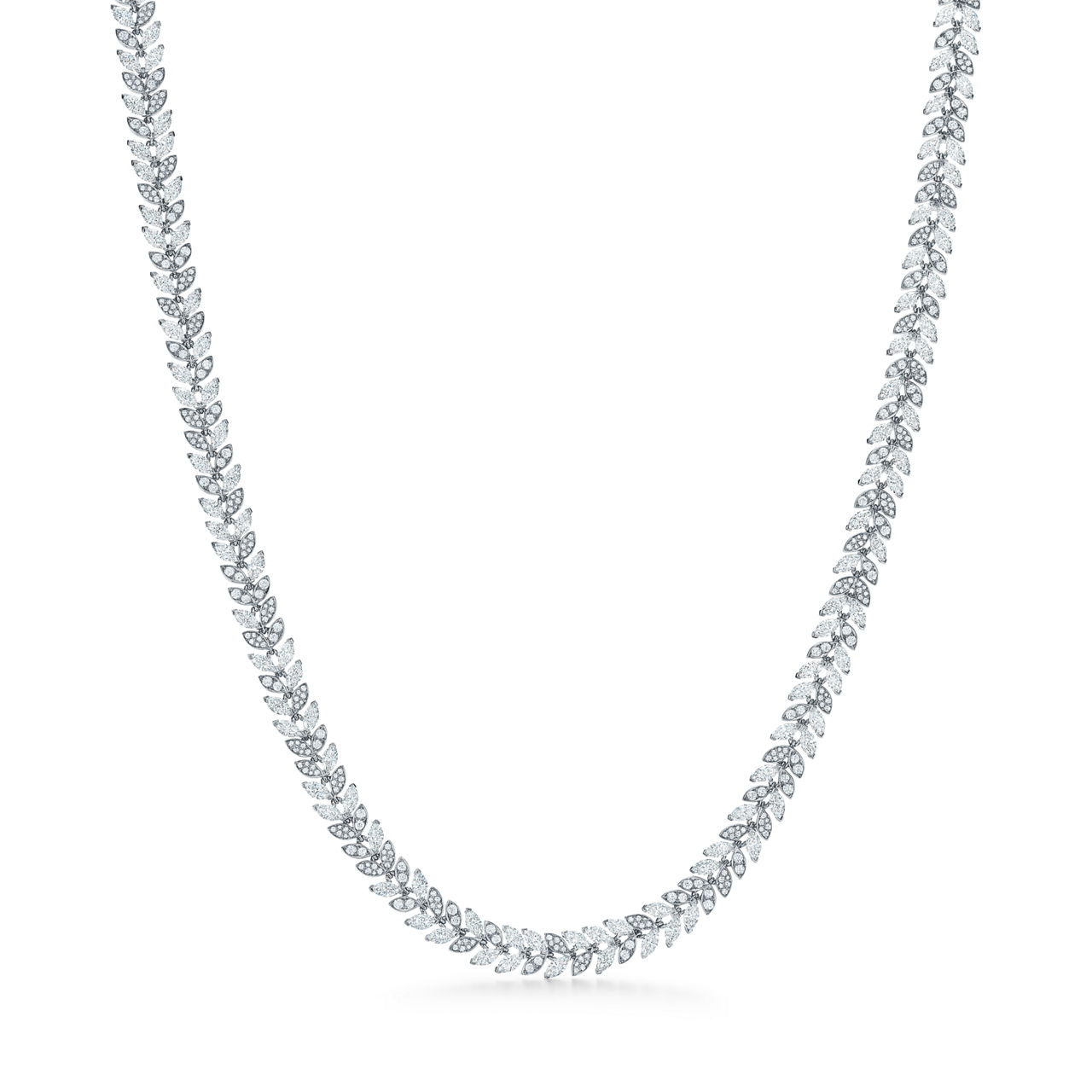 Diamond Vine Necklace in Platinum, 16" 