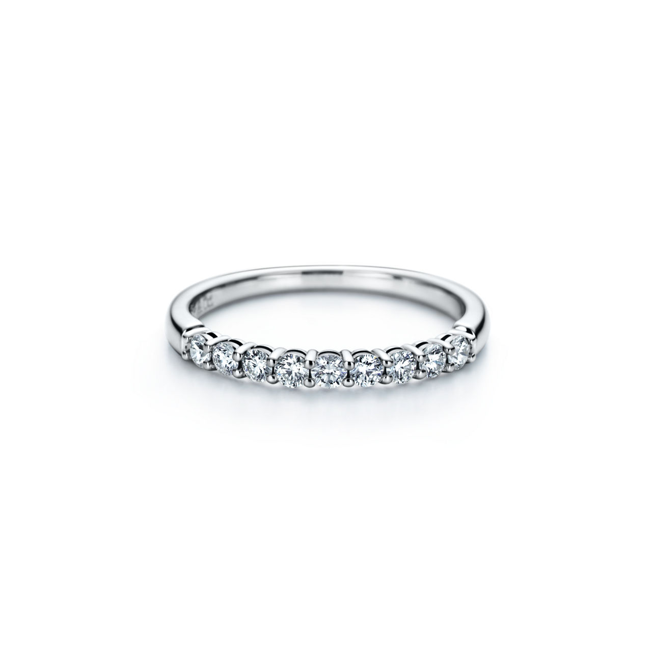 Band Ring in Platinum with a Half-circle of Diamonds, 2.2 mm