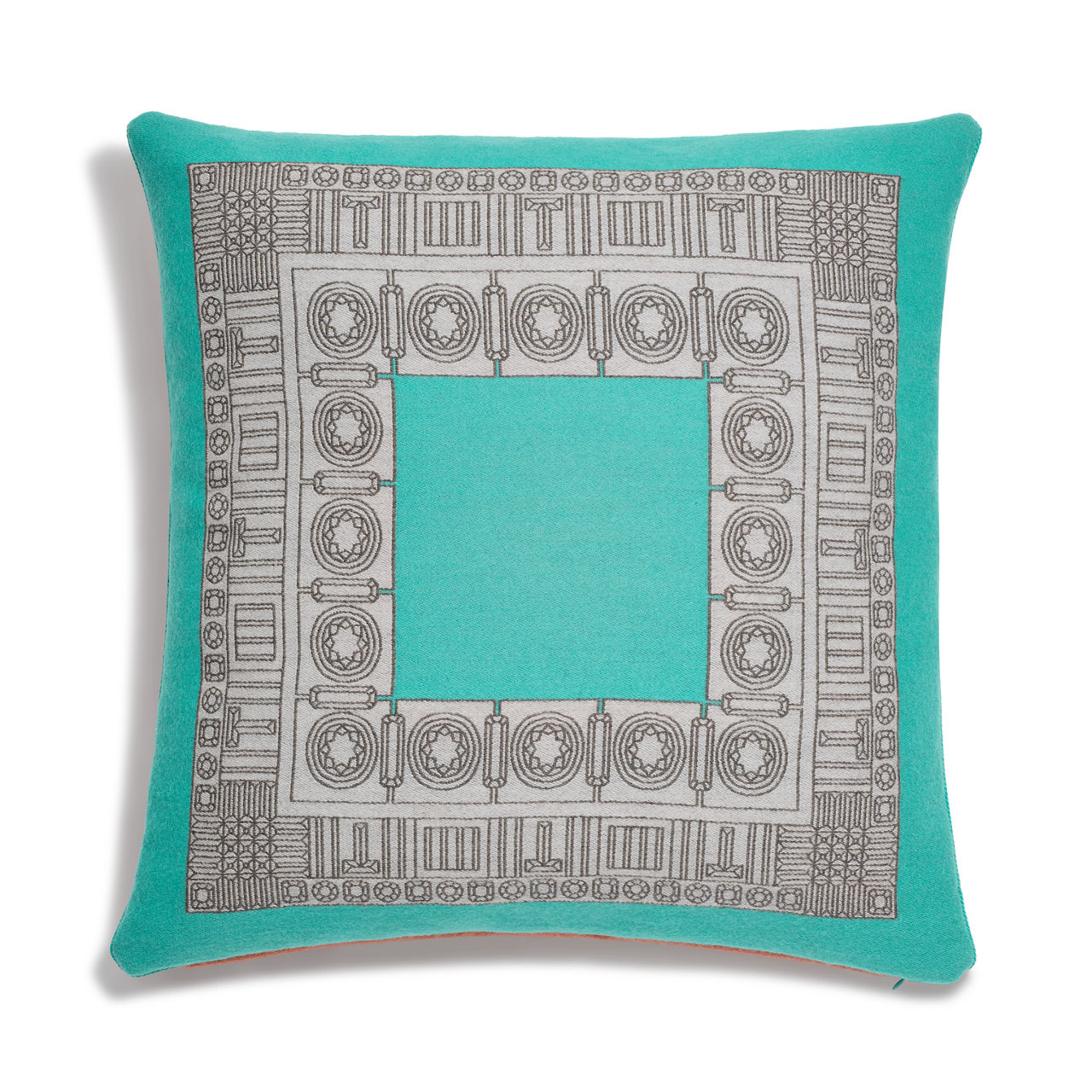 Cushion in Anjeya Blue&reg; and Carnelian Wool