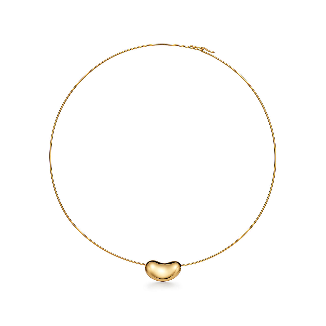 Bean design Wire Necklace in Yellow Gold, 20 mm