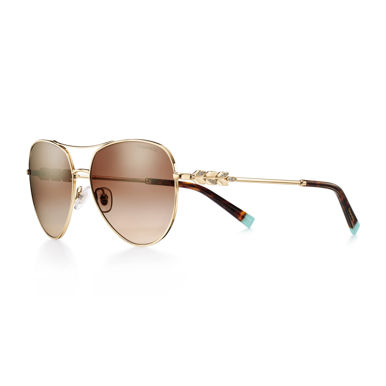 Sunglasses in Pale Gold-colored Metal with Brown Lenses