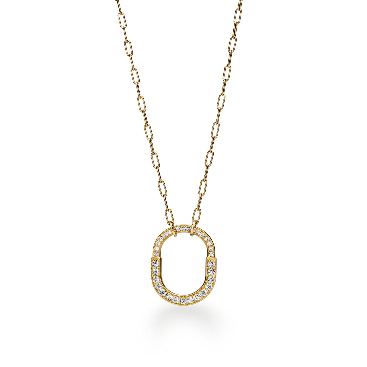 Pendant in Yellow Gold with Pav&eacute; Diamonds, Medium