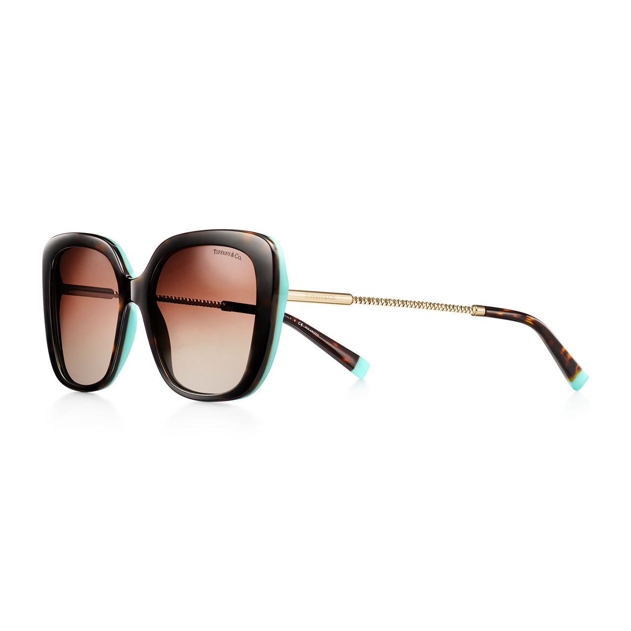 Butterfly Sunglasses in Tortoise and Anjeya Blue&reg; Acetate with Pale Gold-coloured Metal
