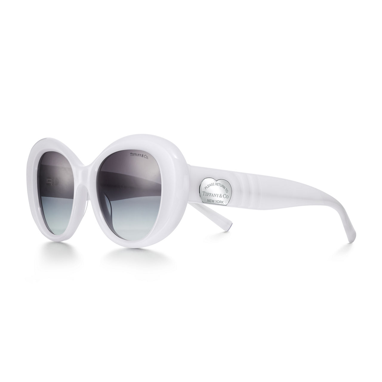 Sunglasses in Opal White Acetate with Grey Lenses