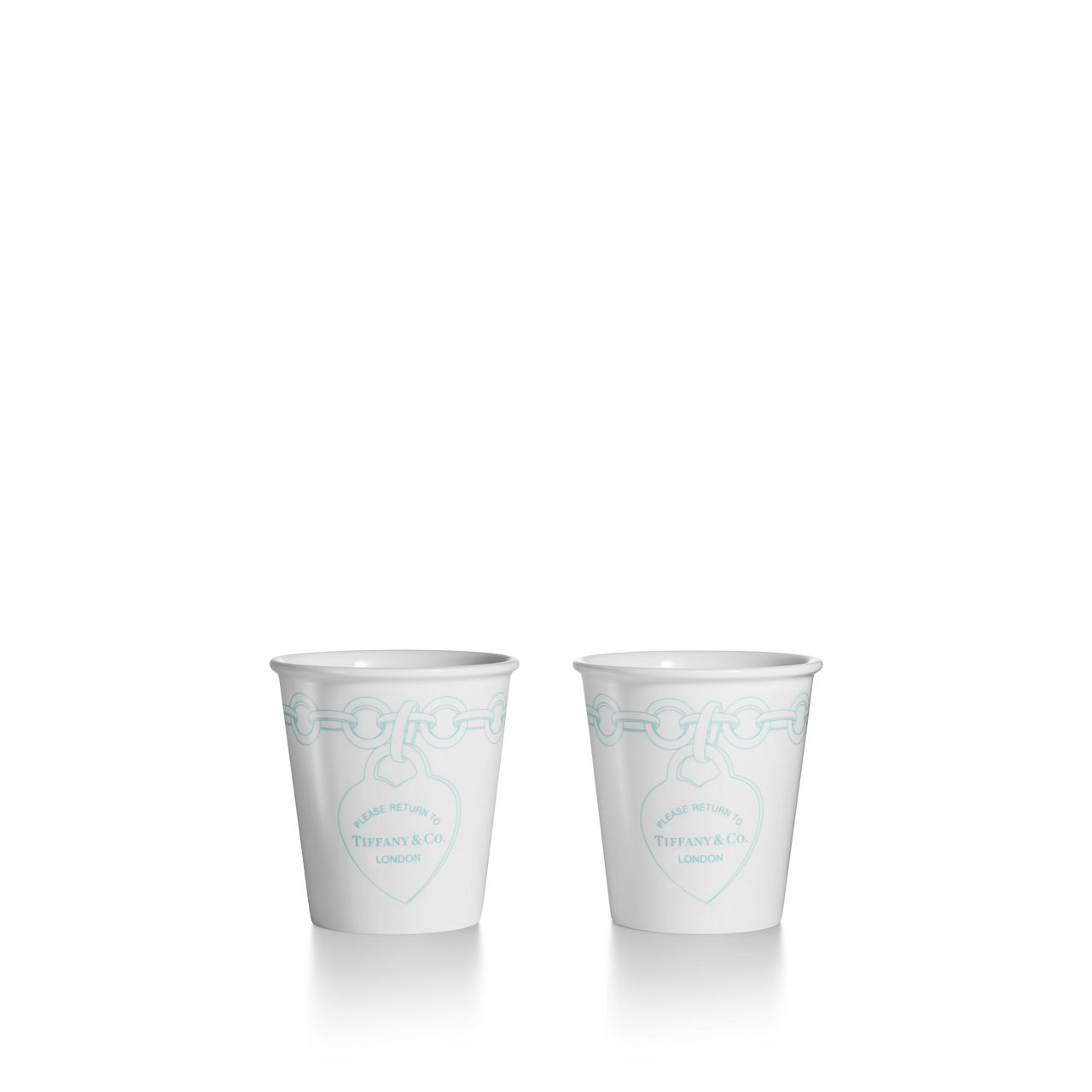 Etched Coffee Cups in Bone China, Set of Two
