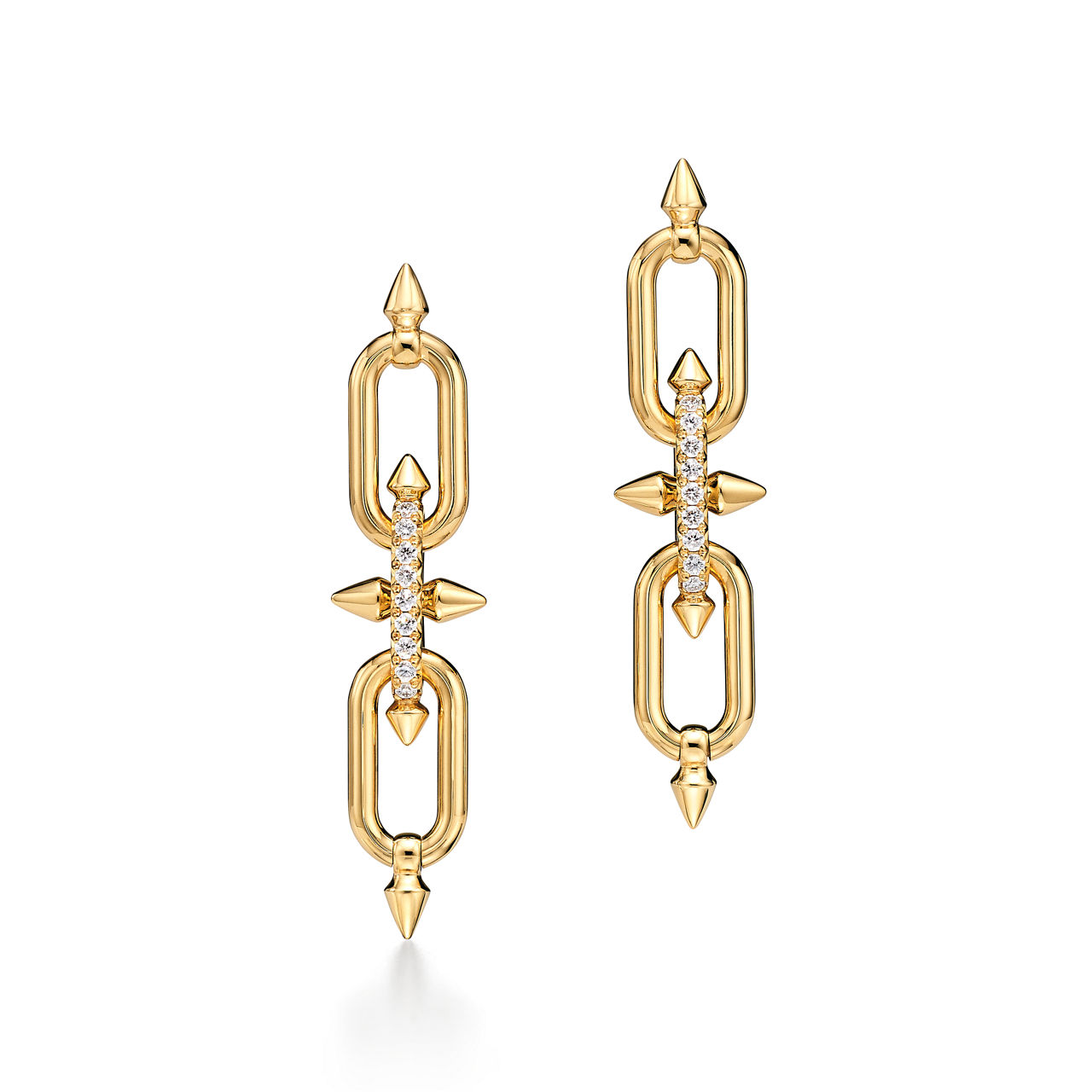 Earrings in Yellow Gold with Diamonds